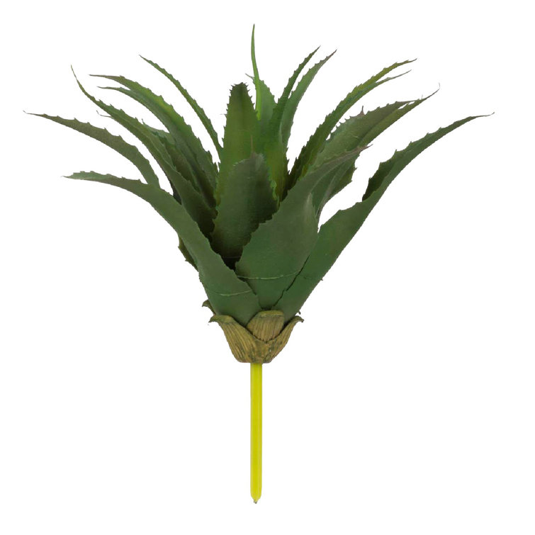 Set of 6 Green Faux Aloe Tabletop Topiary Stems