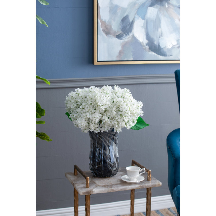 White Faux Hydrangea Tabletop Topiary Set