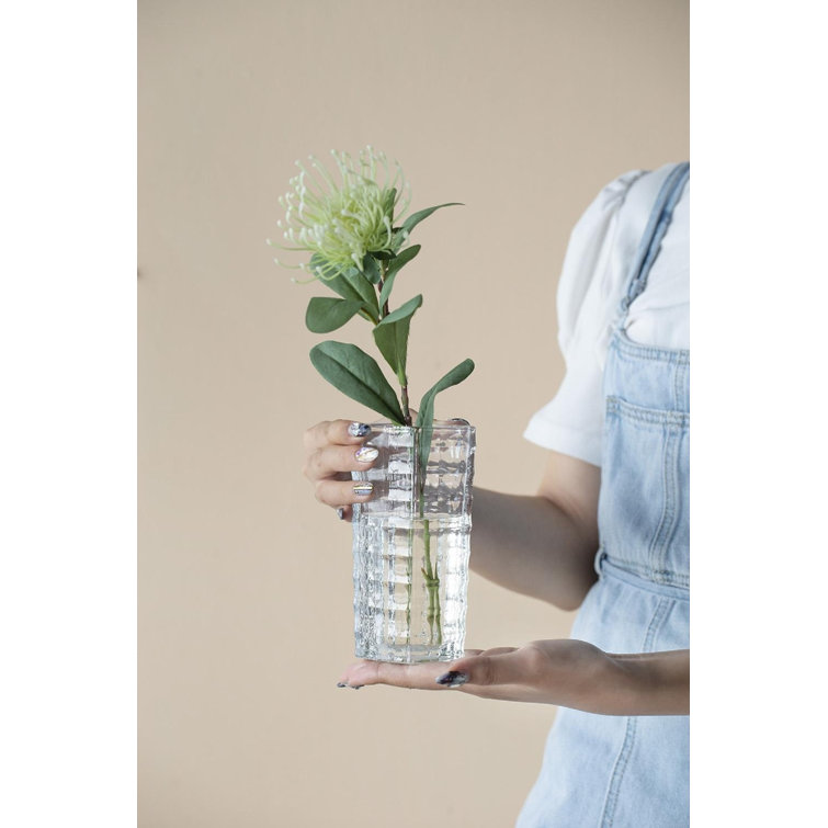 Green and Cream Plastic Protea Topiary Stems Set of 6
