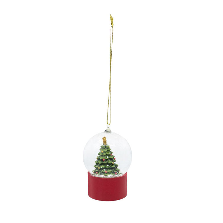 Red Resin and Glass Christmas Tree Water Globes Set of 6