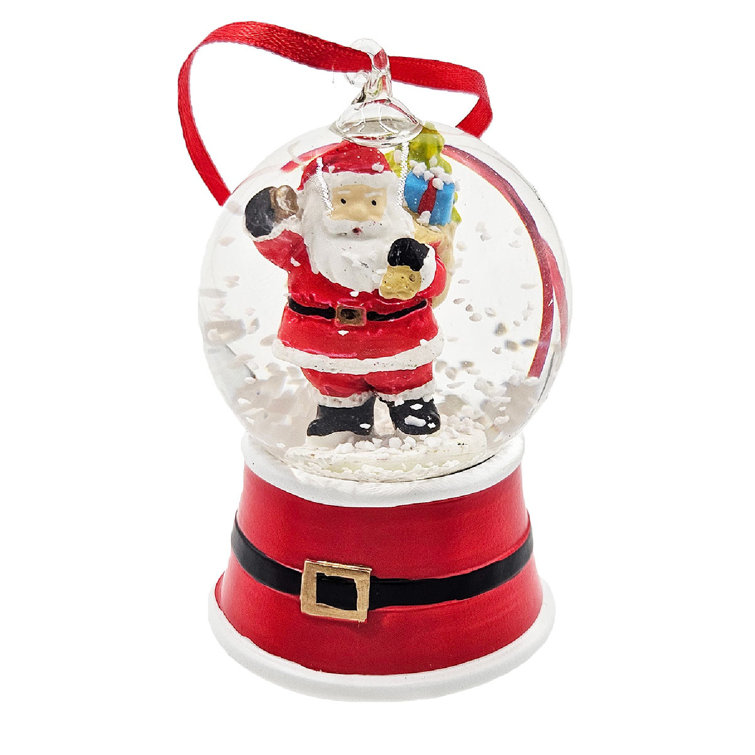 Set of 6 Red Resin and Glass Snowman Water Globes