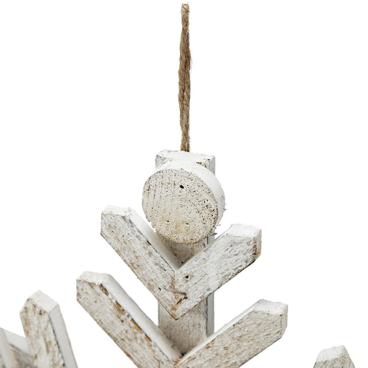White Fir Wood Snowflake Ornaments Set of 6