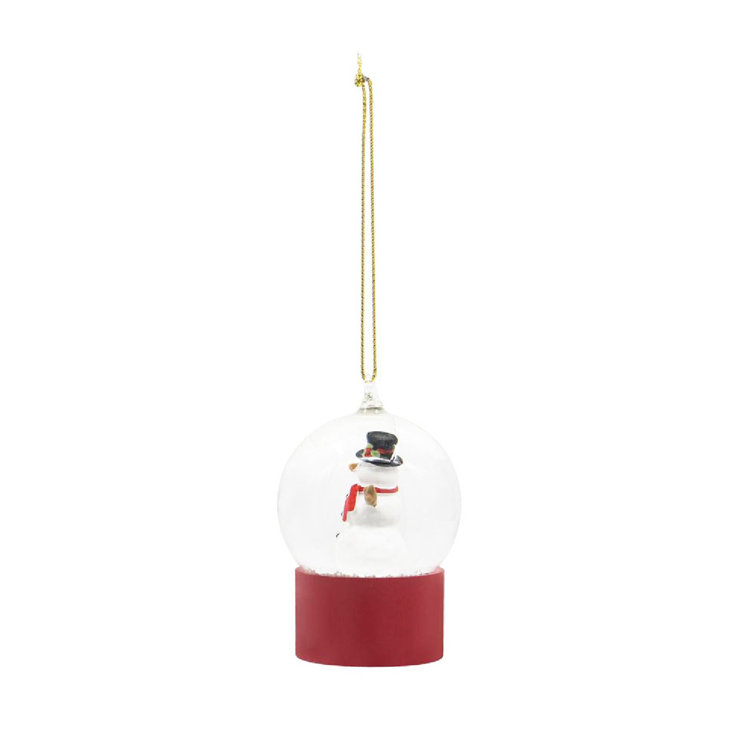 Set of 6 Red Resin and Glass Snowman Water Globes