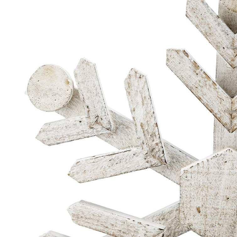 White Fir Wood Snowflake Ornaments Set of 6