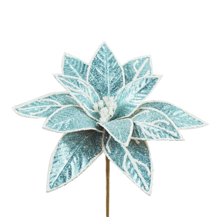 Set of 12 Blue and Brown Poinsettia Stems
