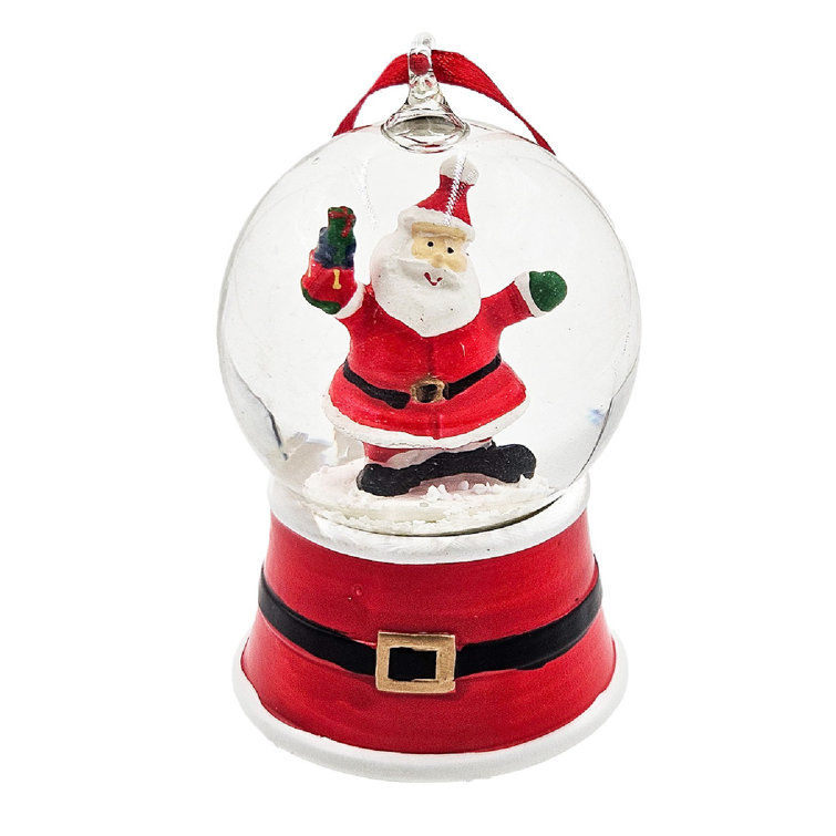 Set of 6 Red Resin and Glass Snowman Water Globes