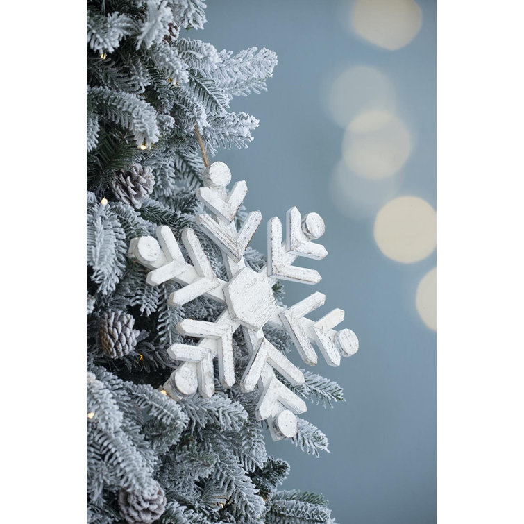 White Fir Wood Snowflake Ornaments Set of 6