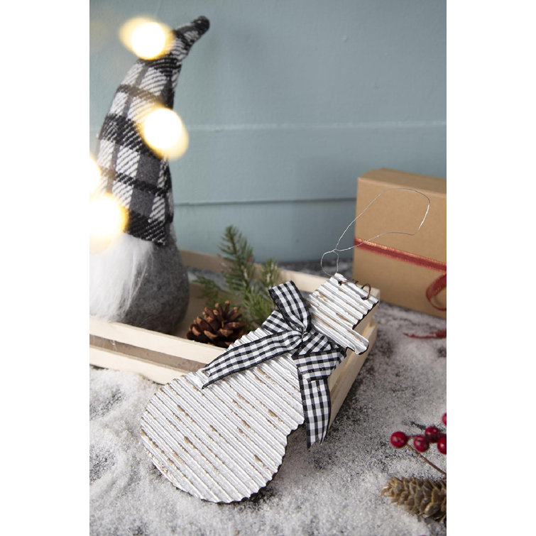 Set of 12 Distressed Gray and White Wooden Snowman Ornaments