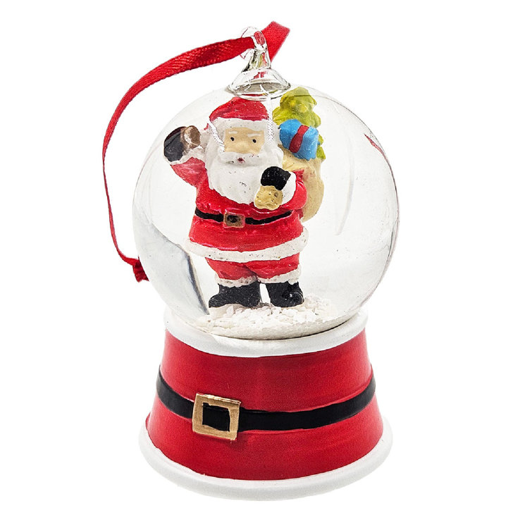 Set of 6 Red Resin and Glass Snowman Water Globes
