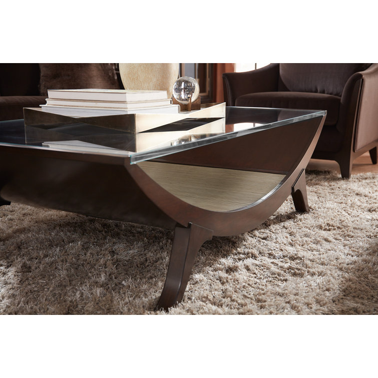 Bella Donna Brown Wood and Glass Rectangular Cocktail Table