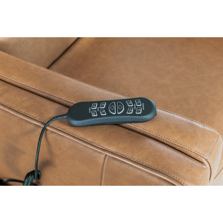 Seville Fawn Leather Power Recliner with Lift and Lumbar Support
