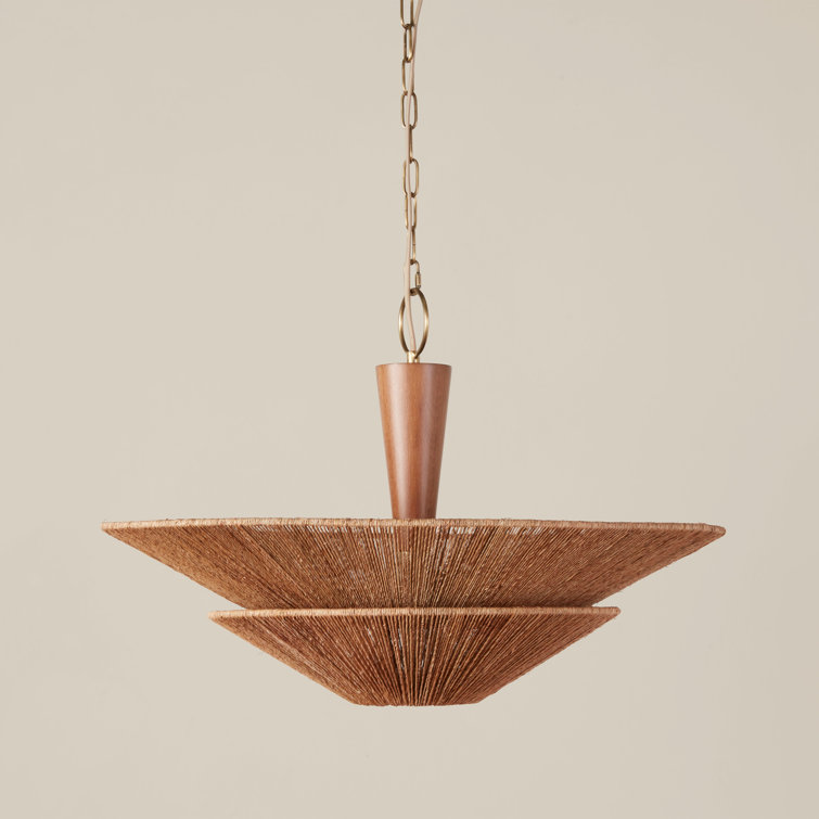 Natural Jute and Brass 28" Pendant Light