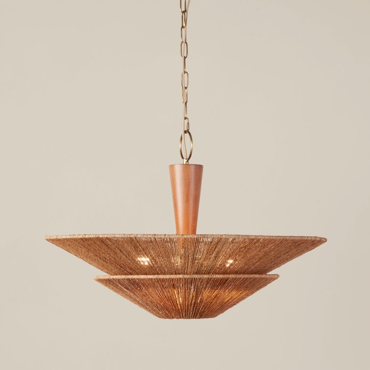 Natural Jute and Brass 28" Pendant Light