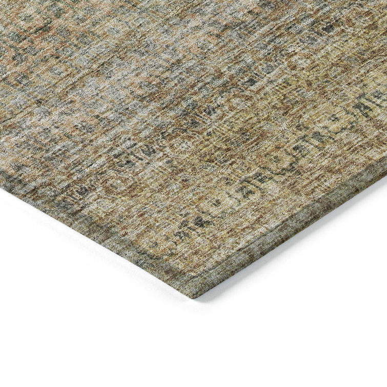 Wheat Rectangular Synthetic Easy Care Washable Rug