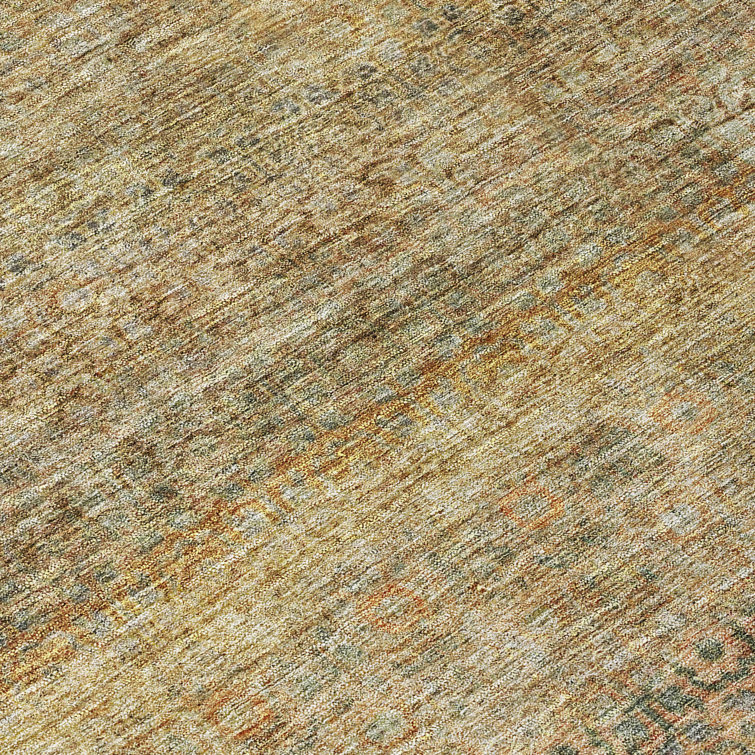 Wheat Rectangular Synthetic Easy Care Washable Rug