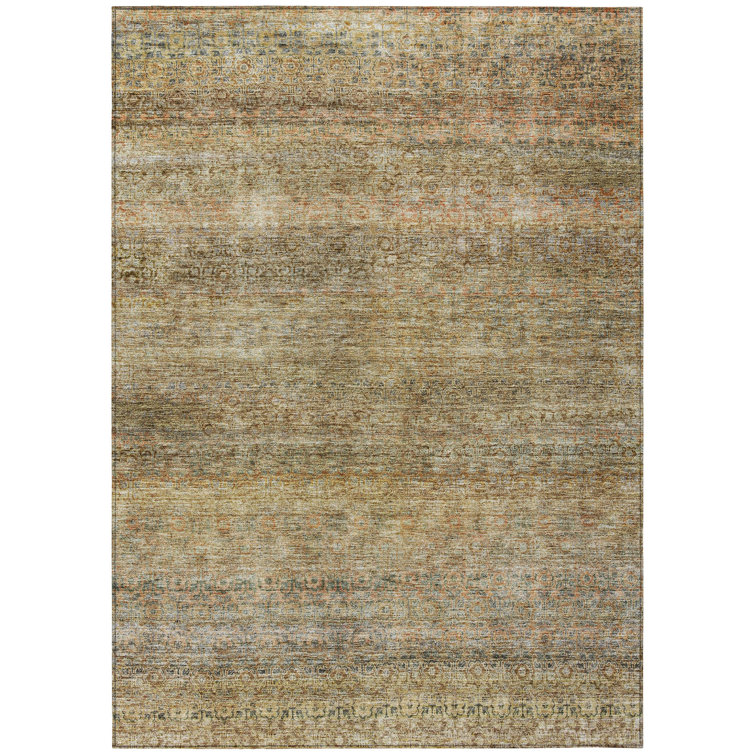 Wheat Rectangular Synthetic Easy Care Washable Rug