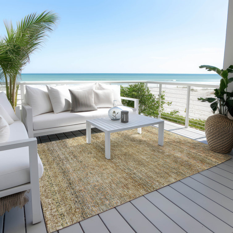 Wheat Rectangular Synthetic Easy Care Washable Rug