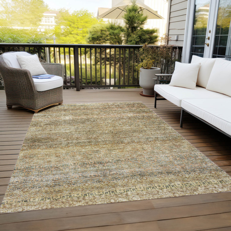 Wheat Rectangular Synthetic Easy Care Washable Rug