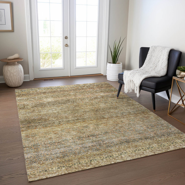 Wheat Rectangular Synthetic Easy Care Washable Rug