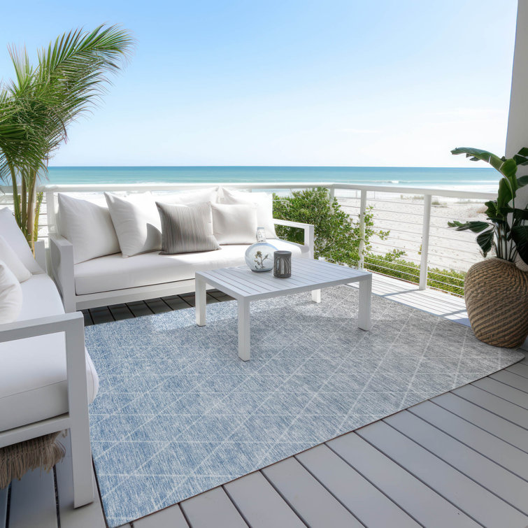 Addison Blue Ombre Trellis 3' x 5' Synthetic Washable Rug