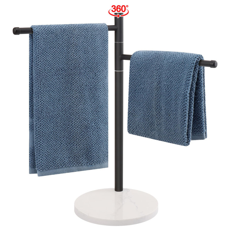 Matte Black Stainless Steel Freestanding Towel Rack with Marble Base