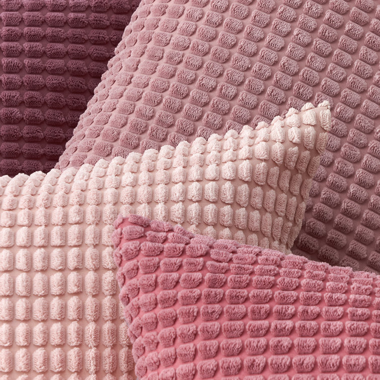Blush and Rose Corduroy Square Throw Pillow Set of 4