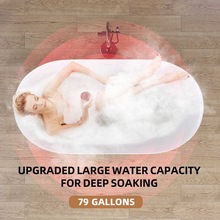 Gloss White 59'' Freestanding Acrylic Soaking Bathtub