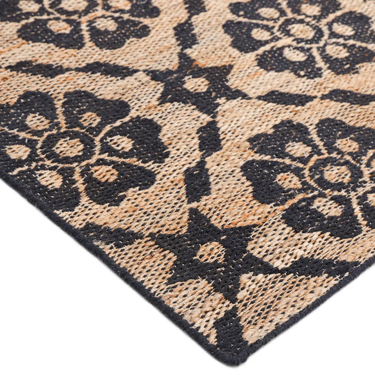 Handmade Black and Brown Cotton Geometric Area Rug