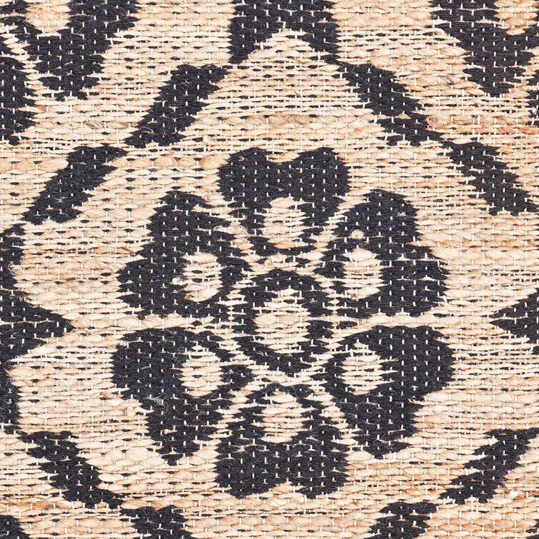Handmade Black and Brown Cotton Geometric Area Rug