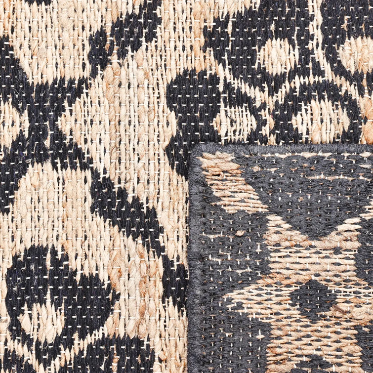 Handmade Black and Brown Cotton Geometric Area Rug