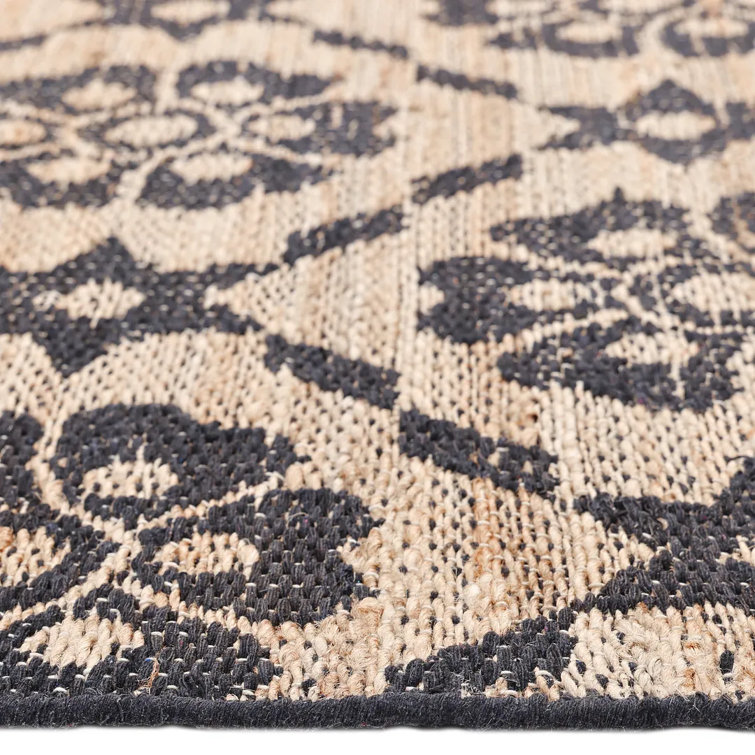 Handmade Black and Brown Cotton Geometric Area Rug