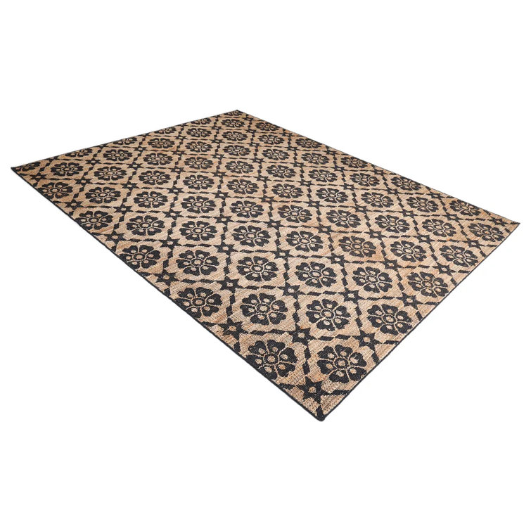 Handmade Black and Brown Cotton Geometric Area Rug