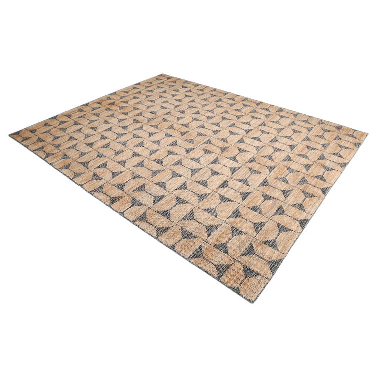 Natural Geometric Flatweave Jute-Blend Rug, 3' x 5'
