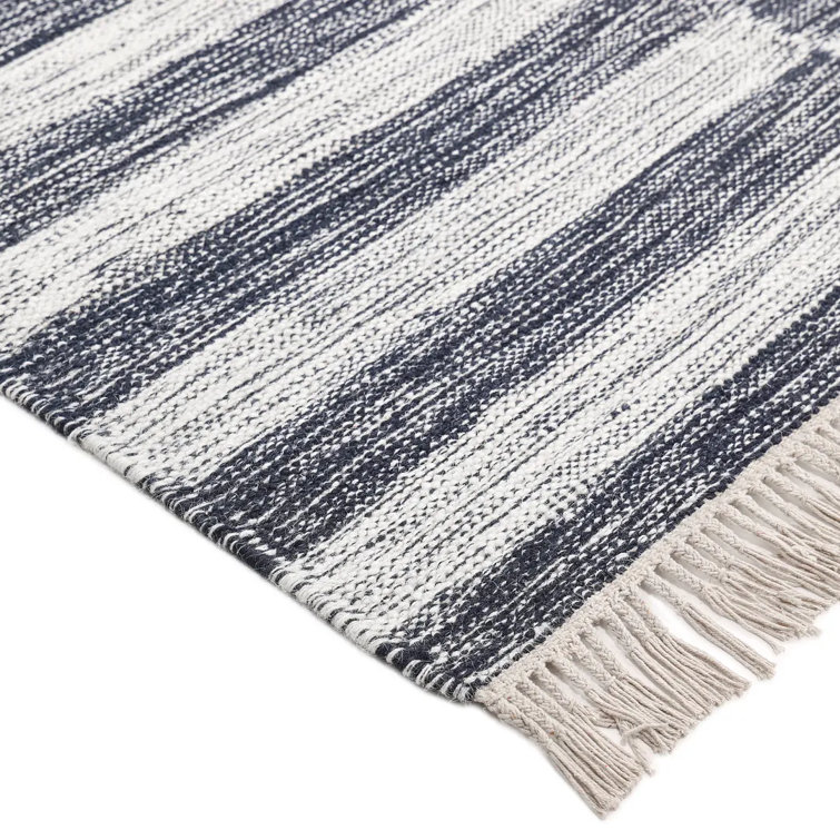 Louella Black and White Wool 10' x 14' Flat Woven Area Rug