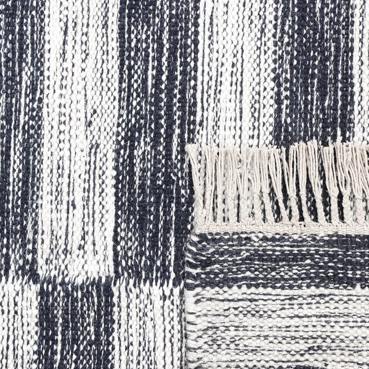 Louella Black and White Wool 10' x 14' Flat Woven Area Rug