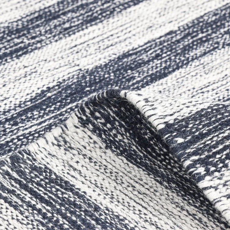 Louella Black and White Wool 10' x 14' Flat Woven Area Rug