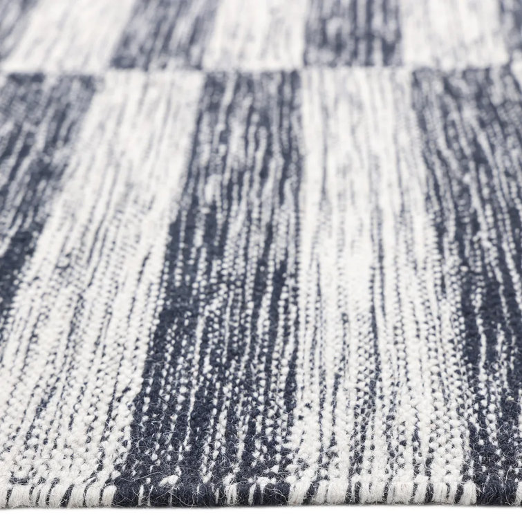 Louella Black and White Wool 10' x 14' Flat Woven Area Rug