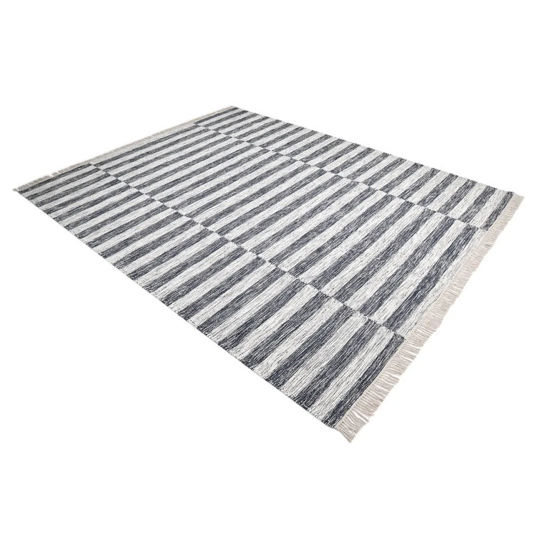 Louella Black and White Wool 10' x 14' Flat Woven Area Rug