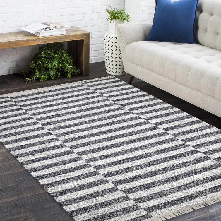 Louella Black and White Wool 10' x 14' Flat Woven Area Rug