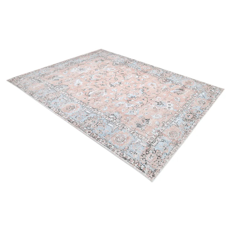 Blush and Dusty Pink Floral Hand-Knotted Wool Area Rug