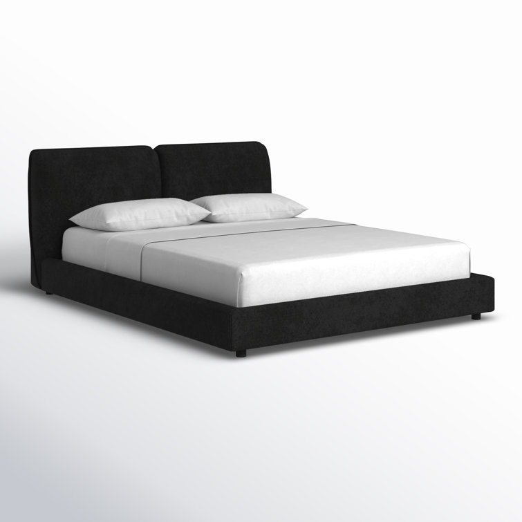 Black Queen Upholstered Wood Frame Platform Bed