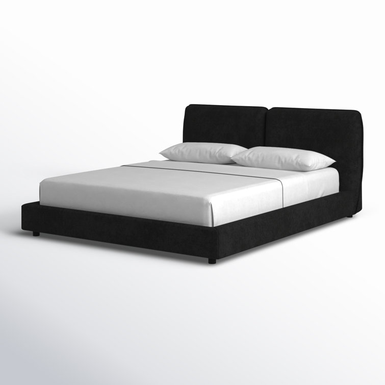 Black Queen Upholstered Wood Frame Platform Bed