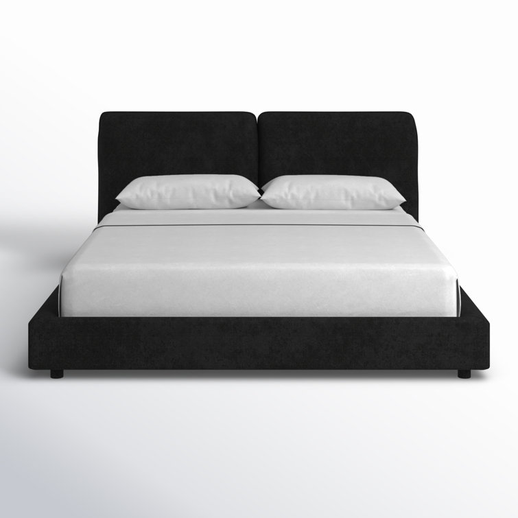 Black Queen Upholstered Wood Frame Platform Bed