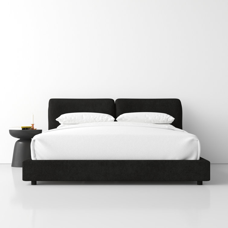 Black Queen Upholstered Wood Frame Platform Bed