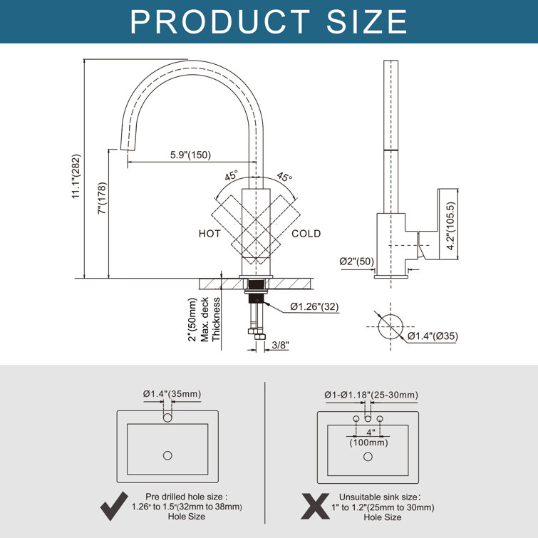 Black and Gold Stainless Steel Single Handle Bar Faucet