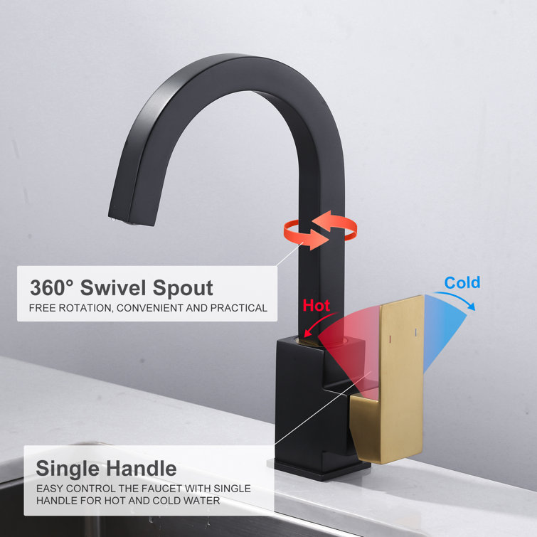 Black and Gold Stainless Steel Single Handle Bar Faucet