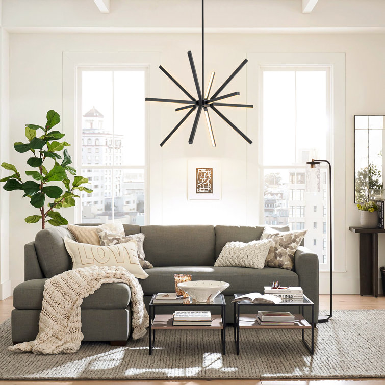 Black Aluminum 12-Light Sputnik Linear Chandelier