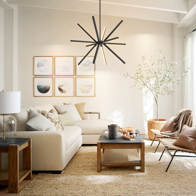 Black Aluminum 12-Light Sputnik Linear Chandelier
