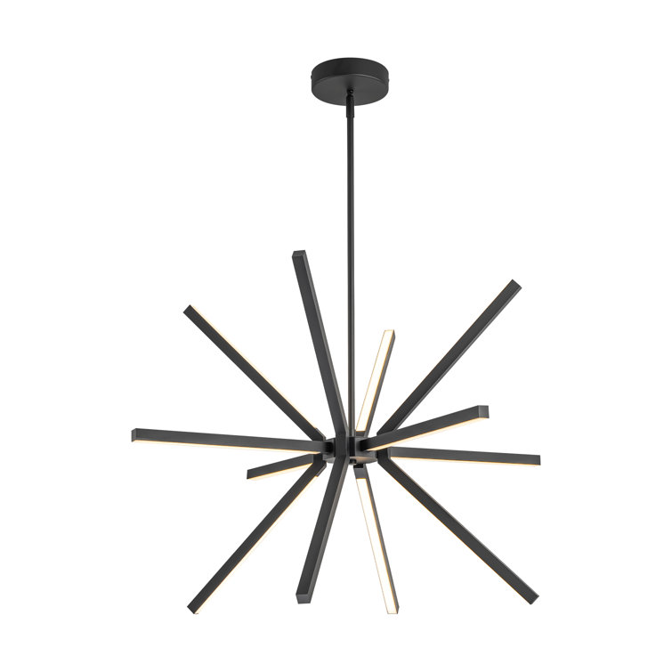 Black Aluminum 12-Light Sputnik Linear Chandelier