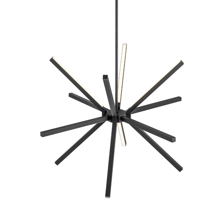 Black Aluminum 12-Light Sputnik Linear Chandelier